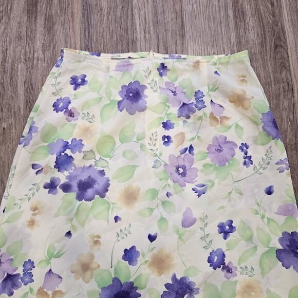 Vtg Floral Slip Skirt Womens M Yellow Midi Cottagecore Boho Fairycore Y2K Dainty - Picture 2 of 6